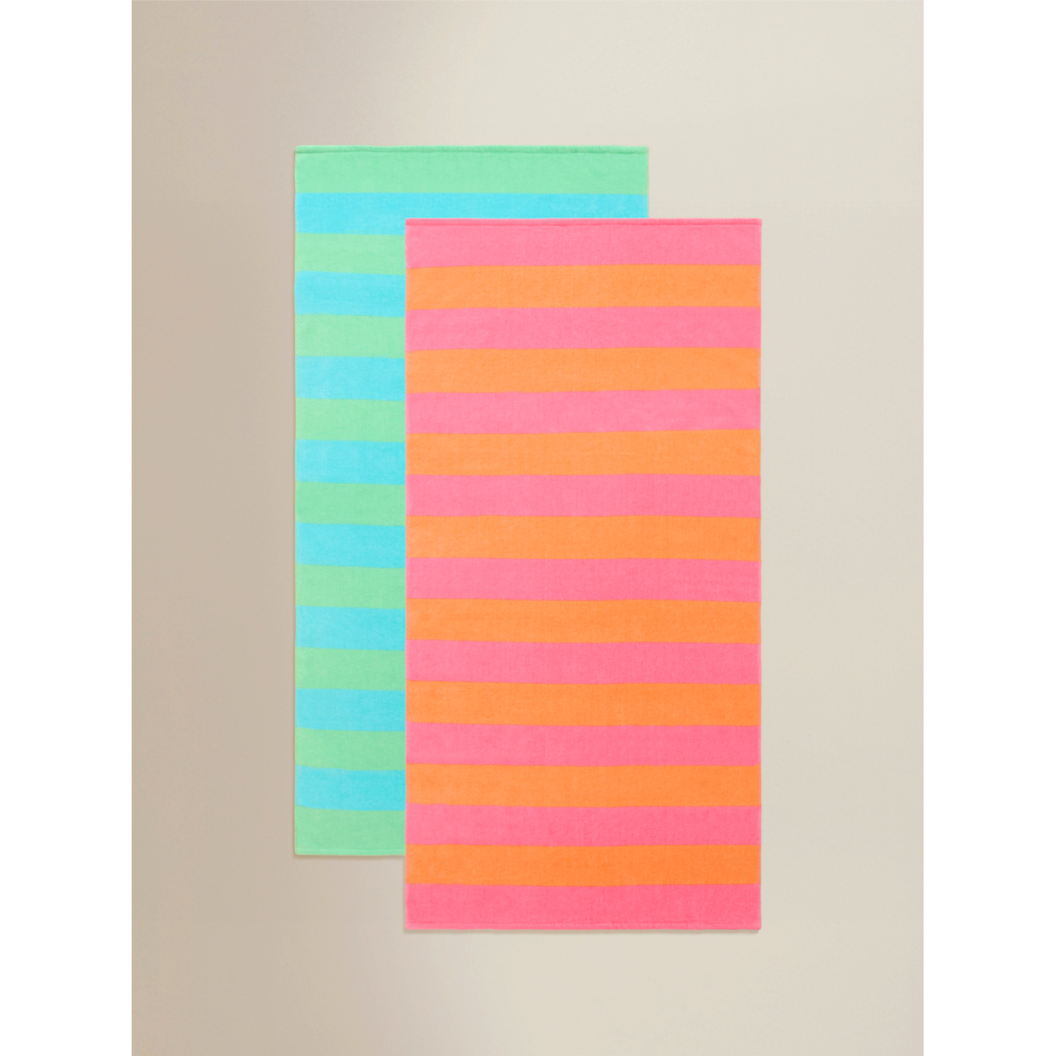 George Multi Striped Print Cotton Beach Towels - Set Of 2
