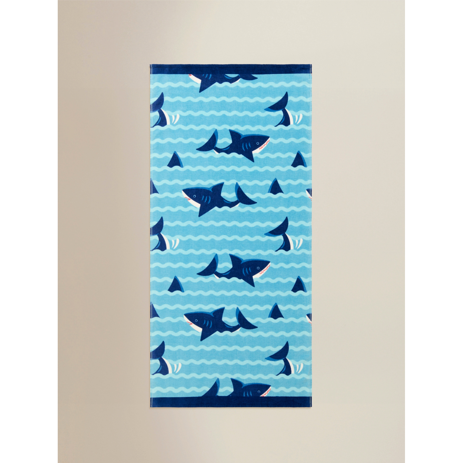 George Blue Shark Printed Cotton Beach Towel