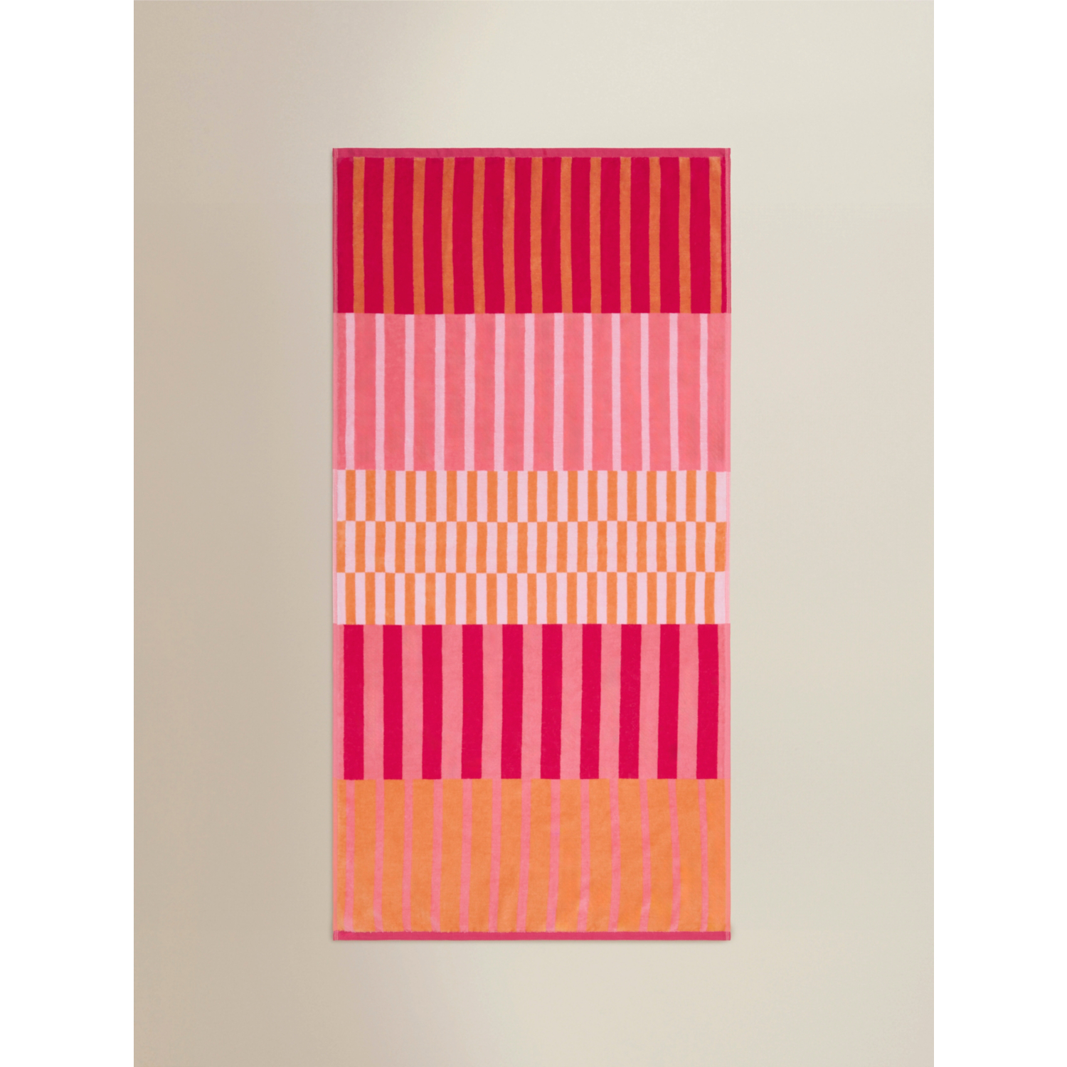 George Pink & White Broken Stripe Cotton Beach Towel