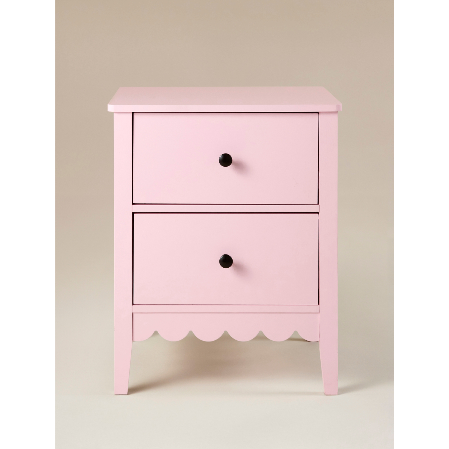 George Pink Scalloped Wooden Bedside Table