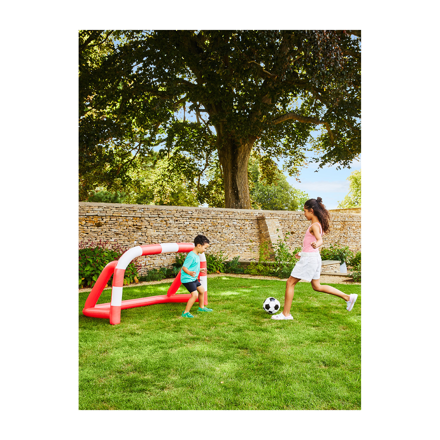 George Red & White Hapello Inflatable Football Goal