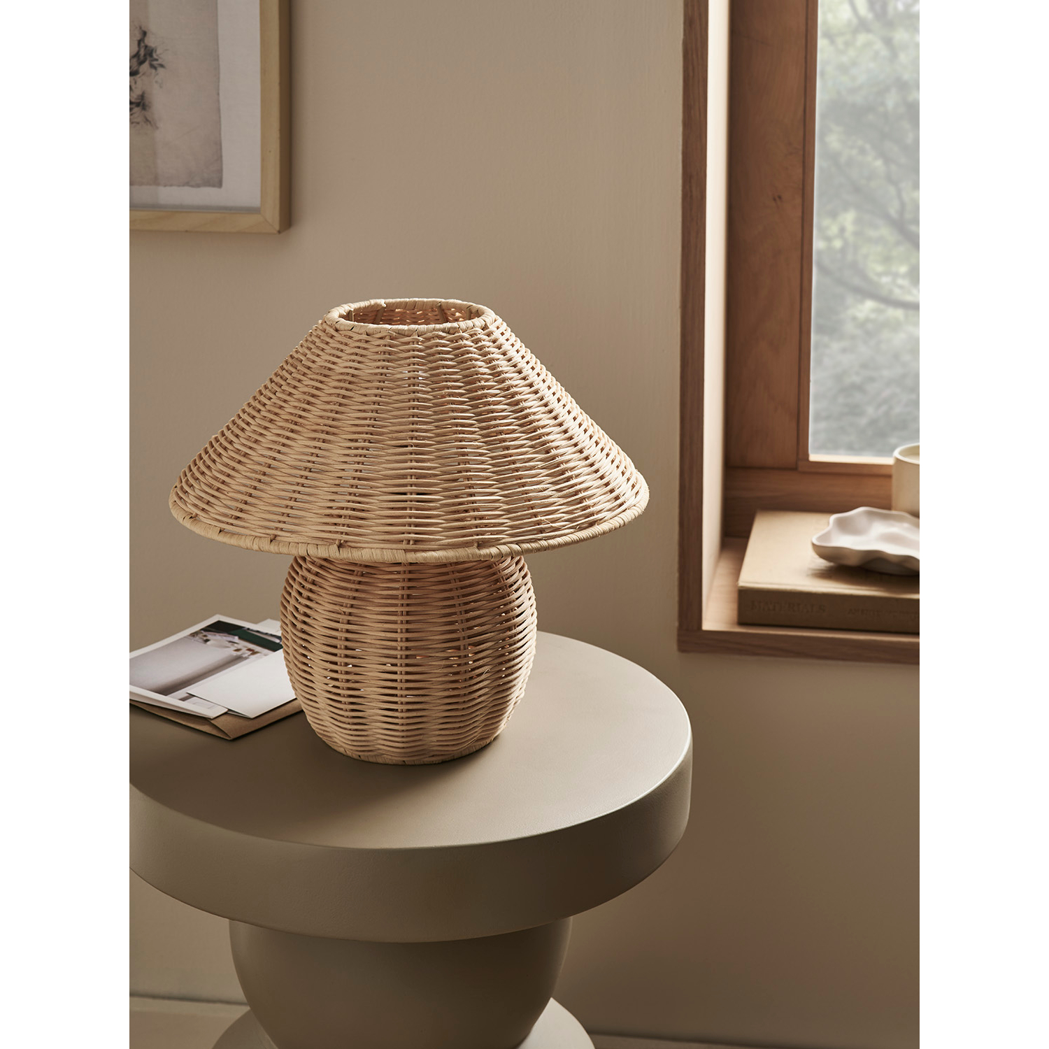 George Natural Rattan Sphere Table Lamp
