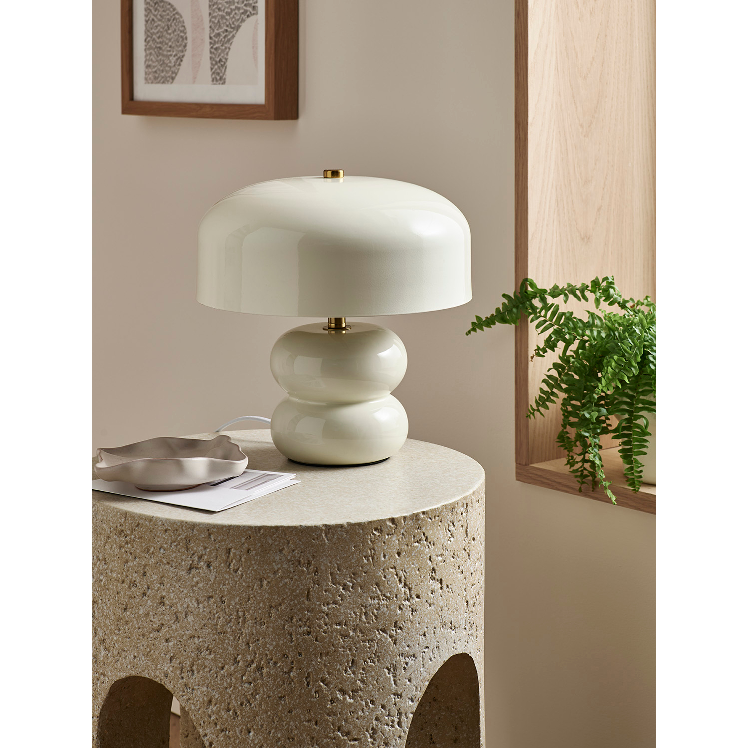 George Cream Stubby Metal Table Lamp