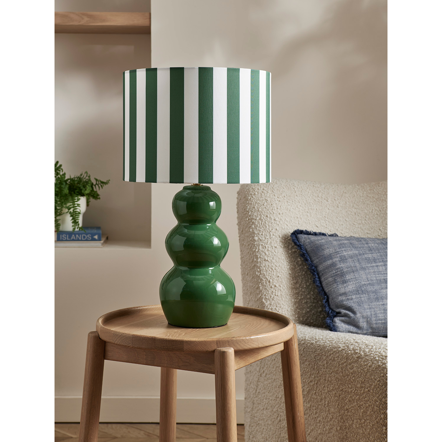 George Green & White Stripe Table Lamp