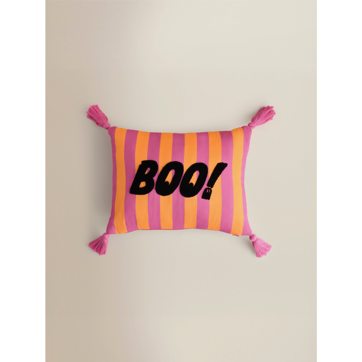George Multi Summerween Boo Stripe Tassel Cushion