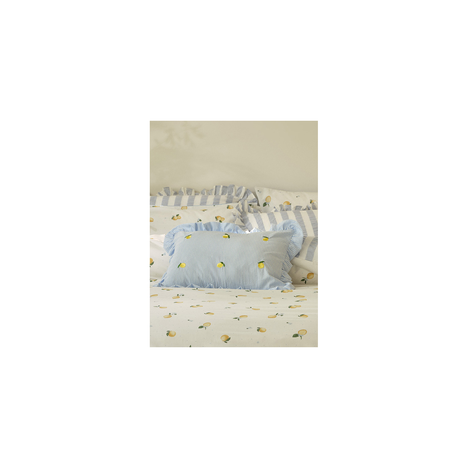 George Blue & White Stacey Solomon Lemon Frill Cushion