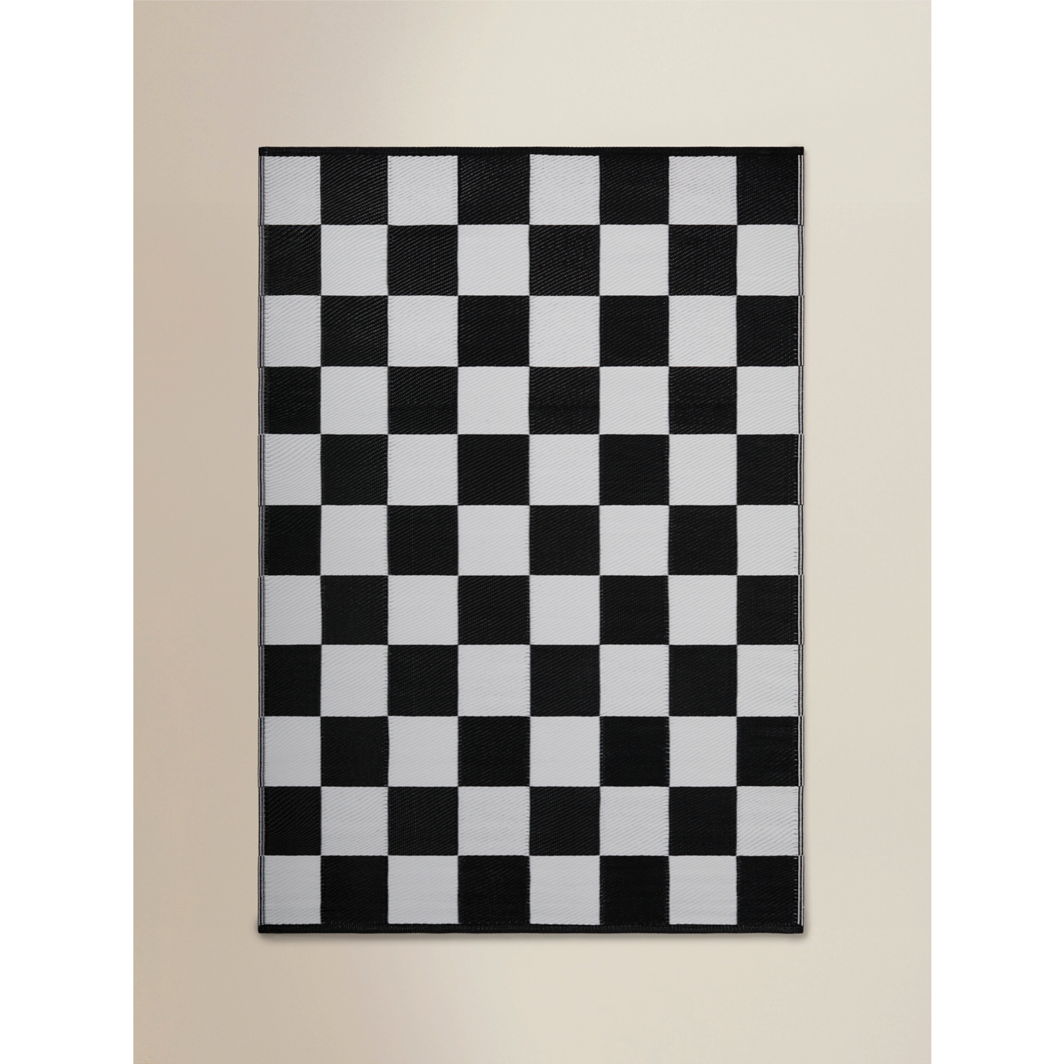 George Black & White Monochrome Checkerboard Outdoor Rug