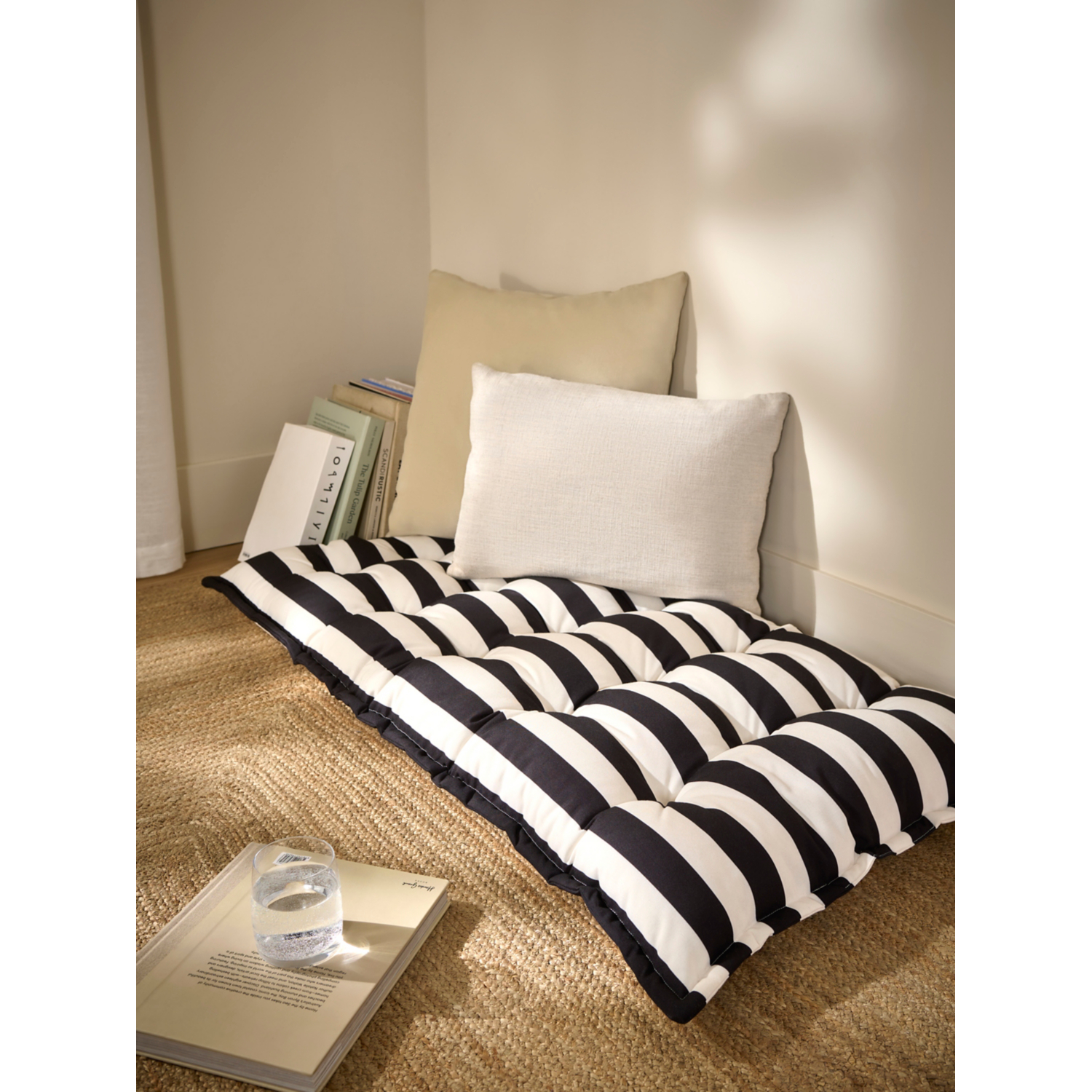 George Black & White Striped Floor Seat