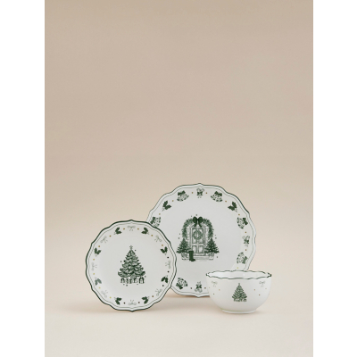 George Green & White Vintage Christmas Tree Dinner Set 12 Piece - Green & White