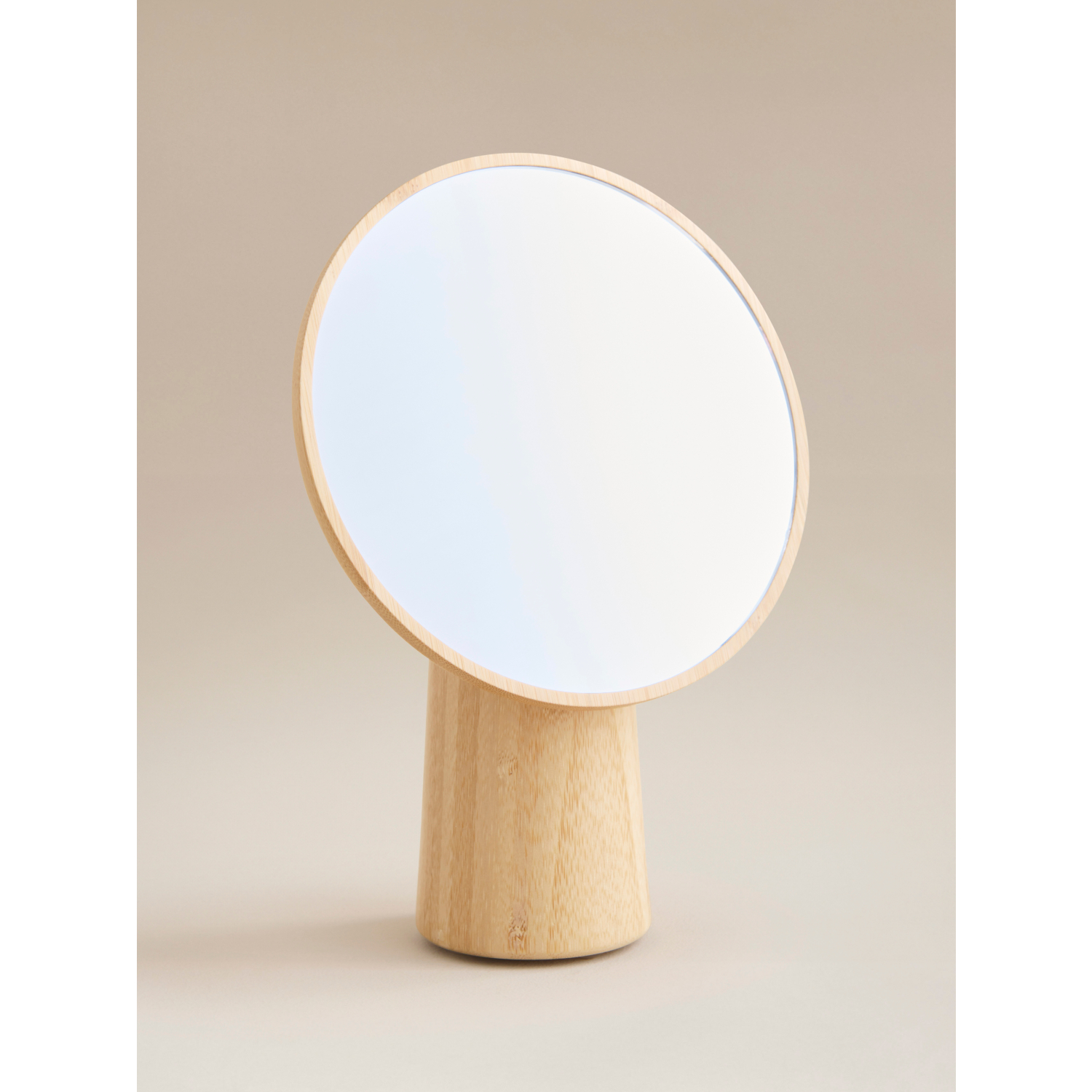 George Light Wood Round Bamboo Mirror
