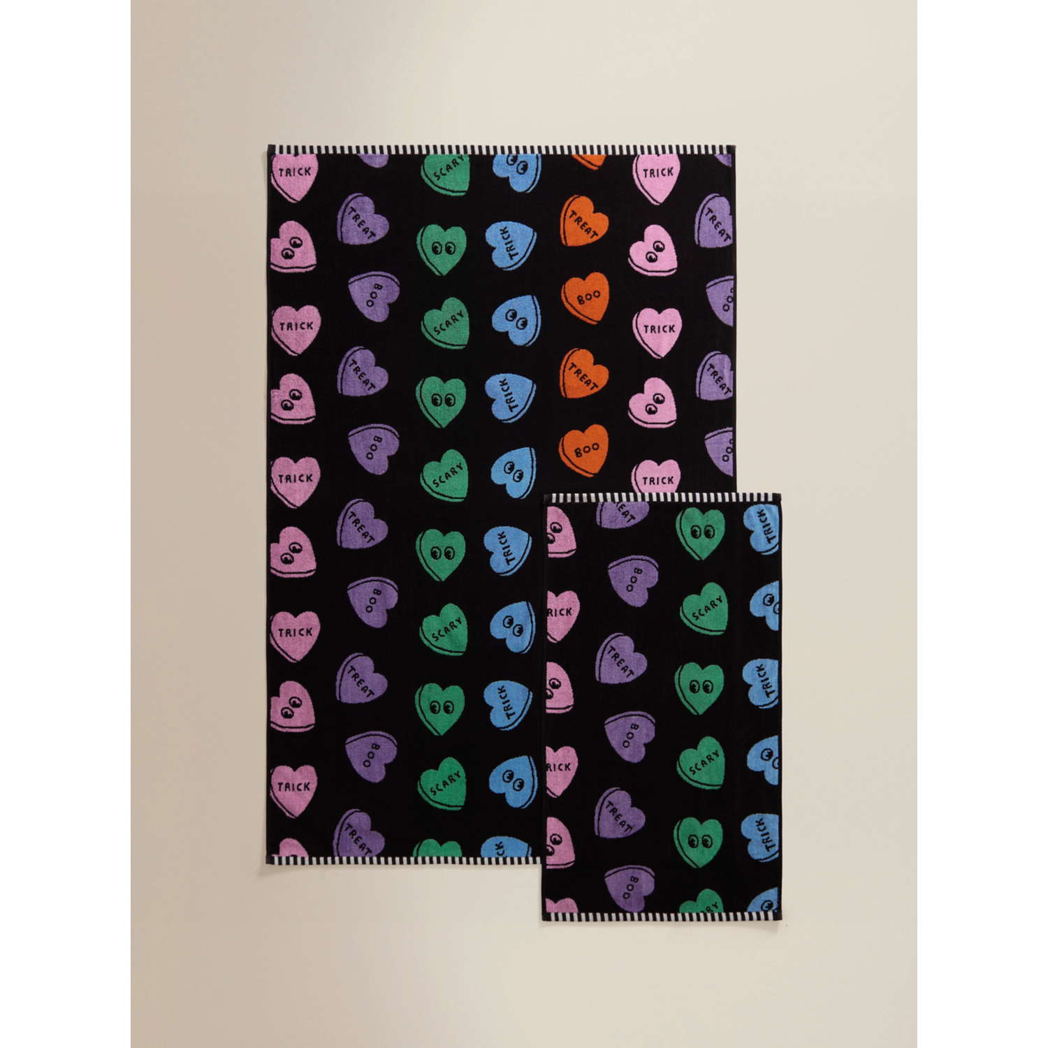 George Black Halloween Heart Sweets Cotton Towel Range