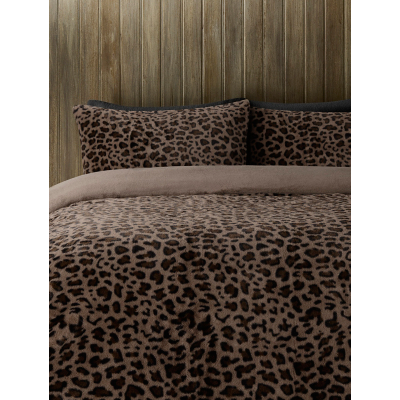 George Brown Leopard Print Faux Fur Snuggly Duvet Set