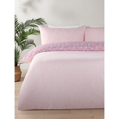 George Pink Leopard Soft-Touch Microfibre Reversible Duvet Set