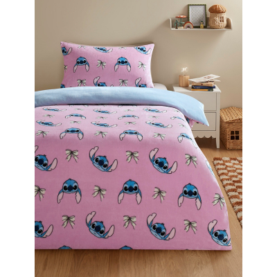 George Disney Lilo & Stitch Pink Fleece Reversible Duvet Set