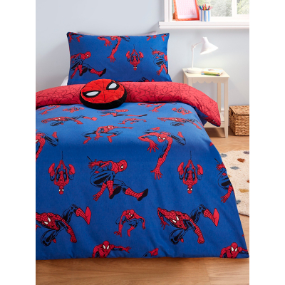 George Marvel Spider-Man Brushed Cotton Reversible Duvet Set - Blue