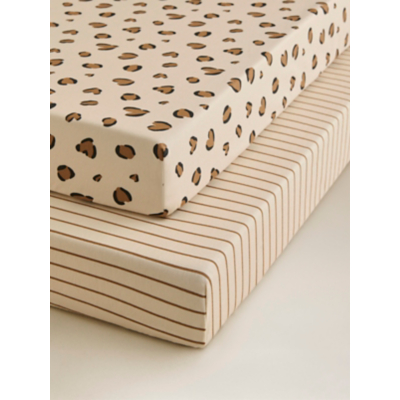 Animal Print Cot Bed Jersey Cotton Sheets - Set of 2