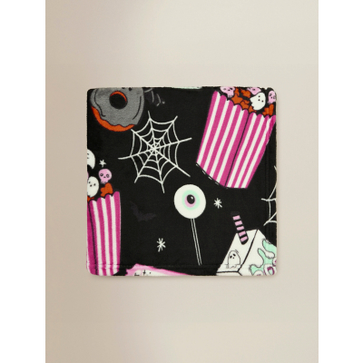 Black & Pink Halloween Snacks Super-Soft Throw  - 120 x 150 cm
