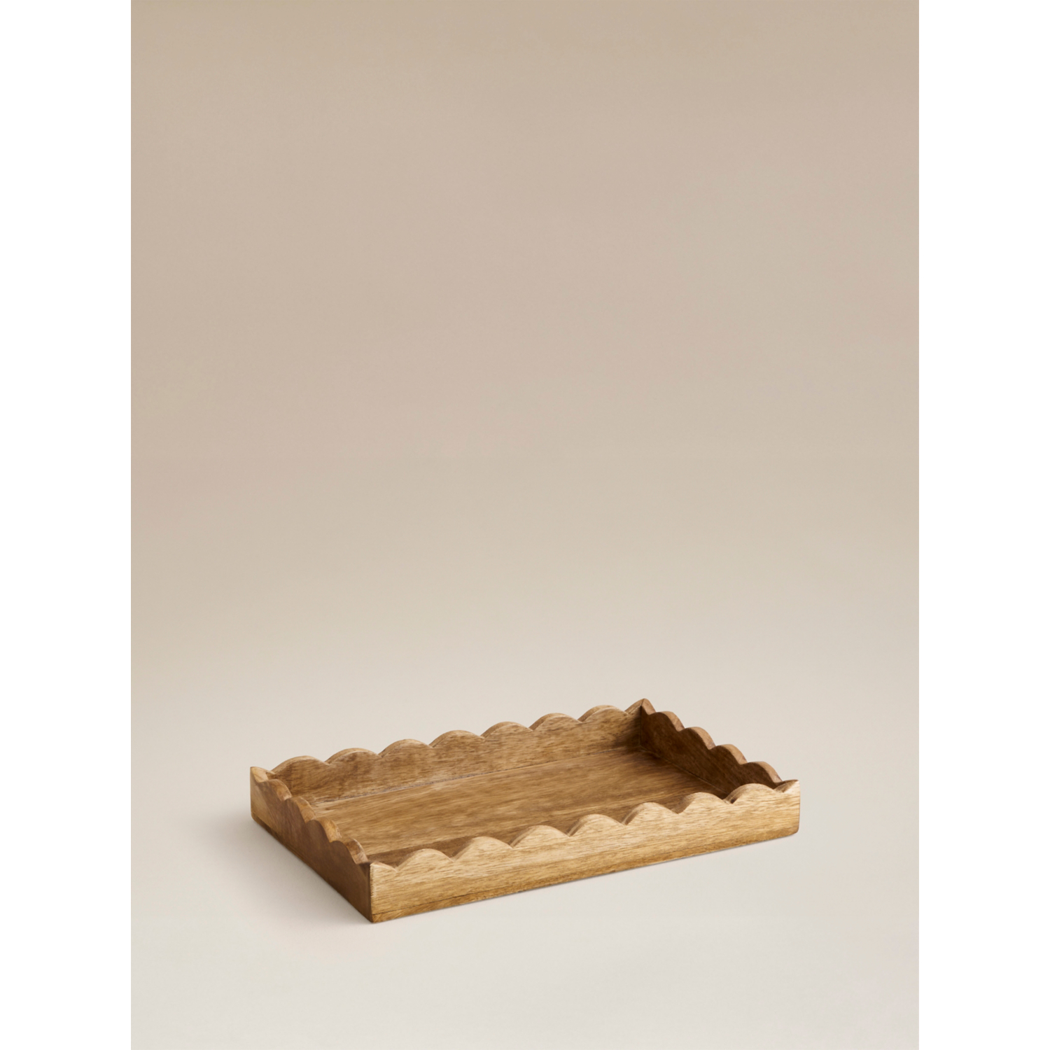 George Dark Wood Dark Mango Wood Wooden Scalloped Tray