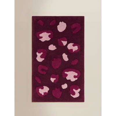 George Pink Bright Leopard Print Cotton Bath Mat - Pink