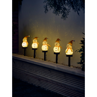 White Christmas Snowman Pathway Lights - Set of 5