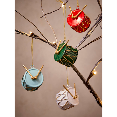 Christmas Tree Drum Baubles - Set of 4