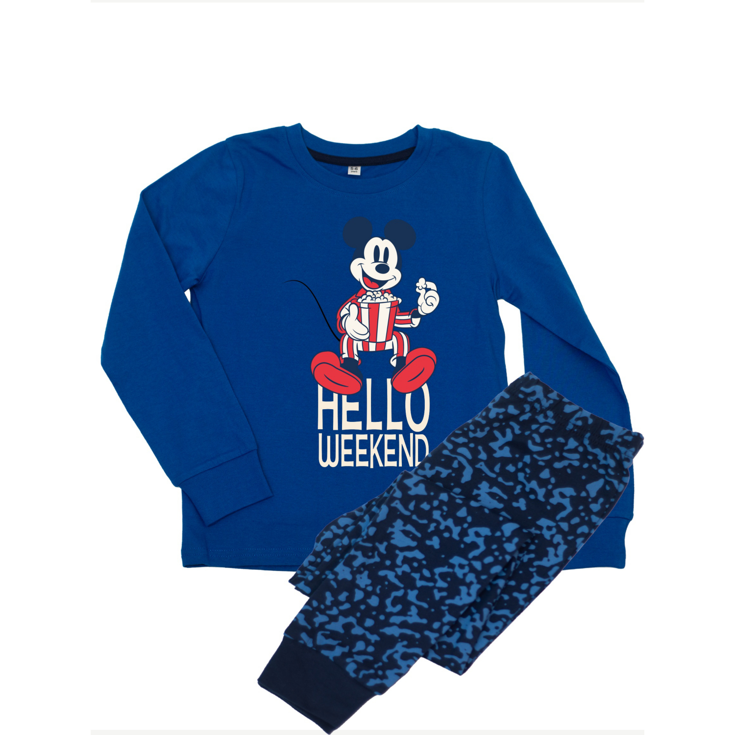 George Blue Nw2 Mickey Mouse Hello Weekend Printed Pyjamas