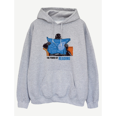 George NW2 Star Wars Reading Power Grey Printed Hoodie