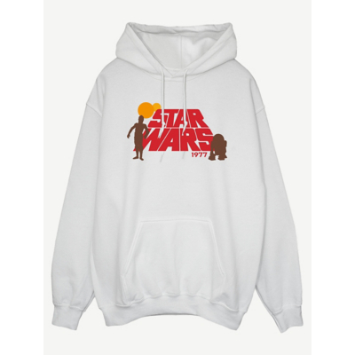 George NW2 Star Wars 1977 Text White Printed Hoodie