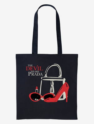 NW2 Devil Werars Prada Icons Black Printed Tote Bag | Women