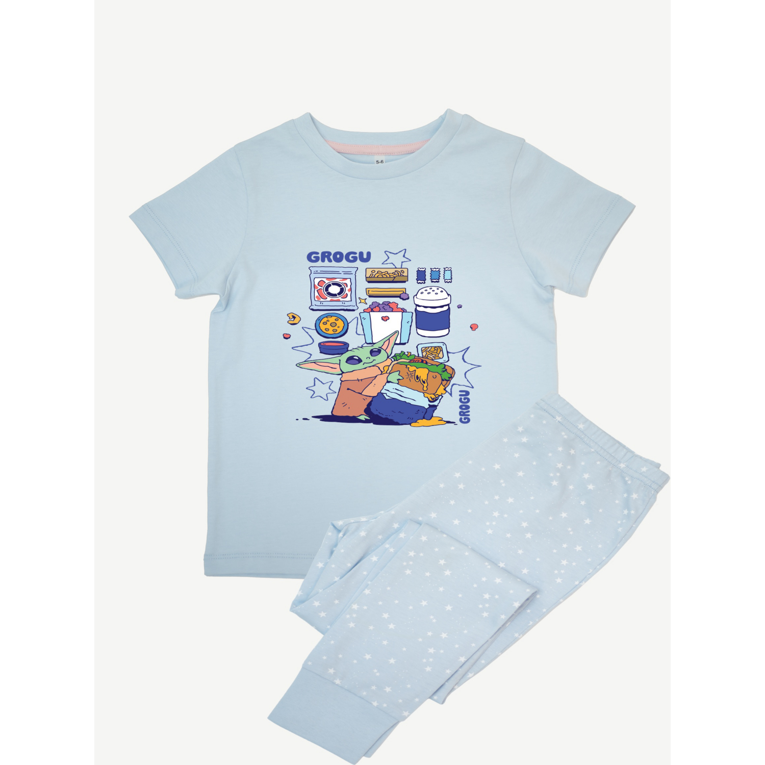 George Girls Blue Nw2 Mandalorian & Grogu Snack Printed Pyjamas