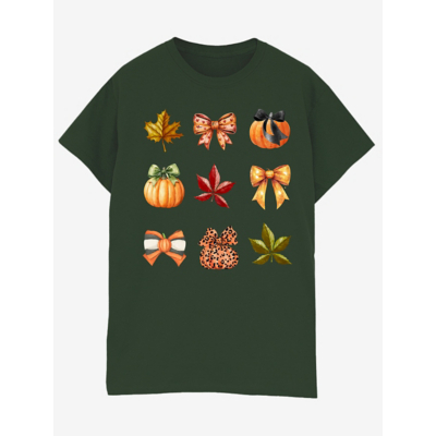 George NW2 Autumn Season Women's Bottle Green Printed Boyfriend Fit T-Shirt