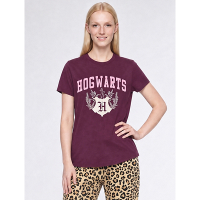 brands in Women's Harry Potter Hogwarts Flowers Pyjamas in Burgundy | Size: 3XL