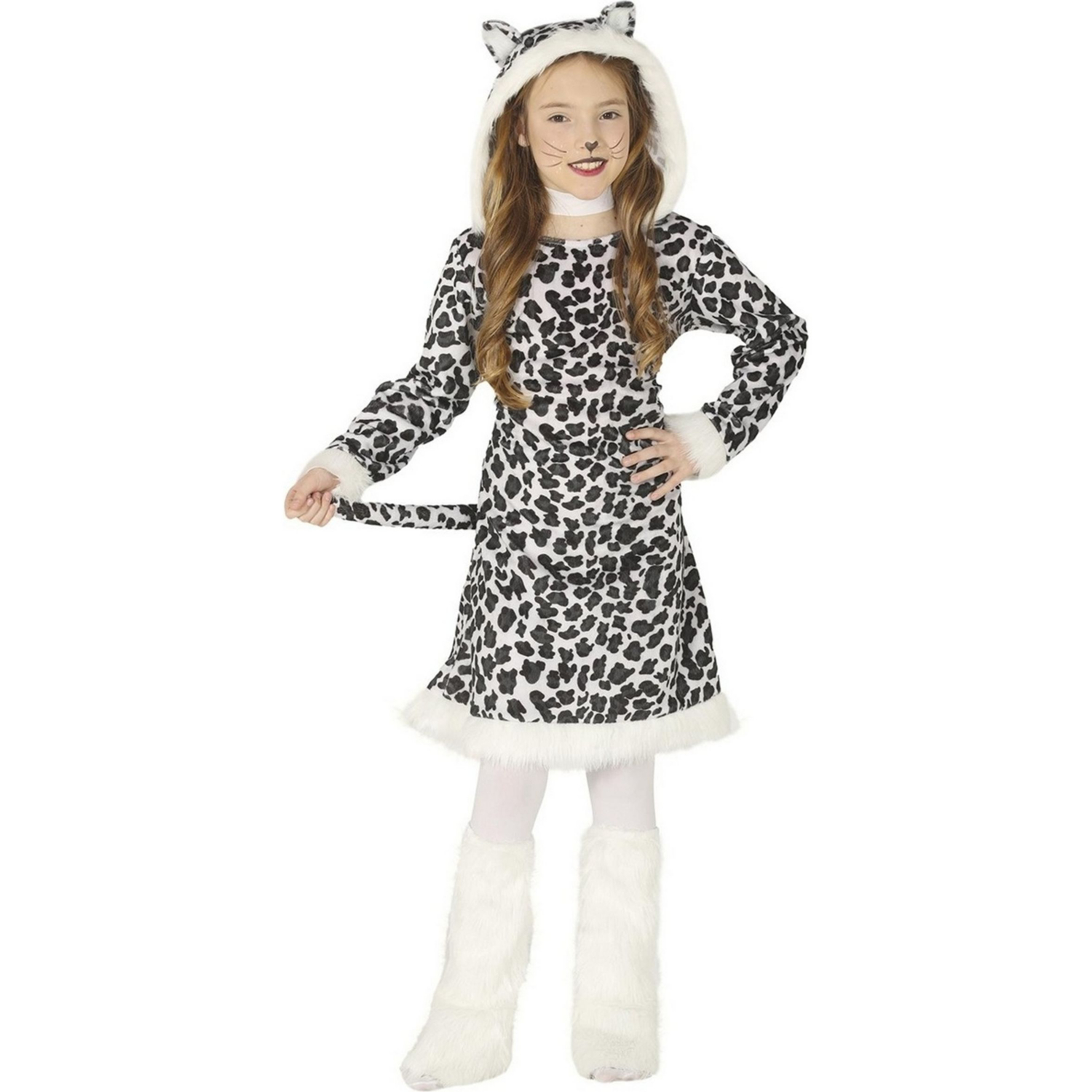 Fiestas Guirca Girls Leopard Costume - White/Black / Polyester / 7+ - Image 2