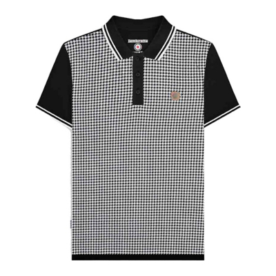 George Lambretta SS24 Houndstooth Polo Shirt - White/Black
