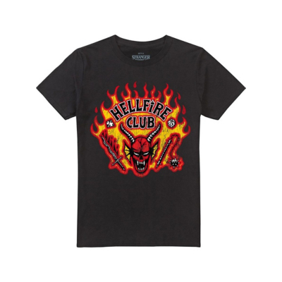 George Stranger Things 5 Black Flames Hellfire Club T-Shirt