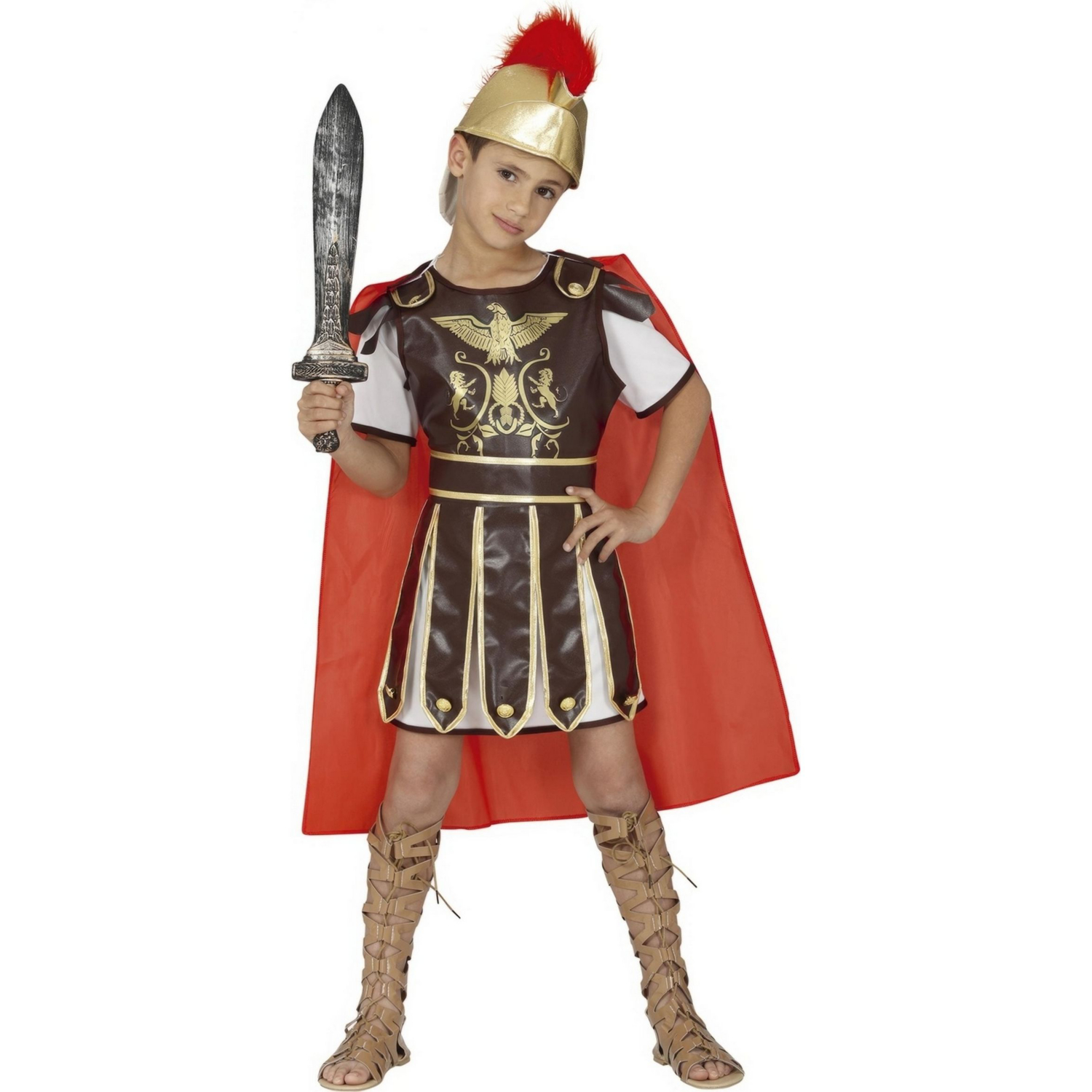 Fiestas Guirca Boys Gladiator Costume Set - Brown/Red / 5+ - Image 2
