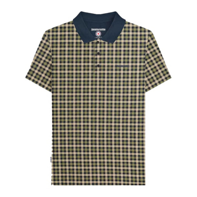 George Lambretta Navy AW25 Checked Polo Shirt