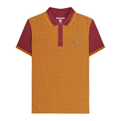 George Lambretta Houndstooth Polo Shirt - Burgundy