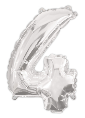 Silver 95cm Number Helium Balloon No 4 Toys & Character at ASDA