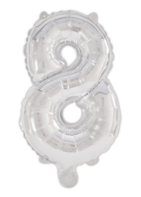 Silver 95cm Number Helium Balloon No 8 Toys & Character at ASDA