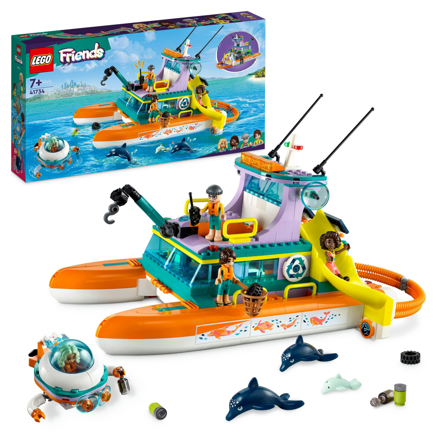 Lego Friends Sea Rescue Boat Toy With Dolphin Figures 41734