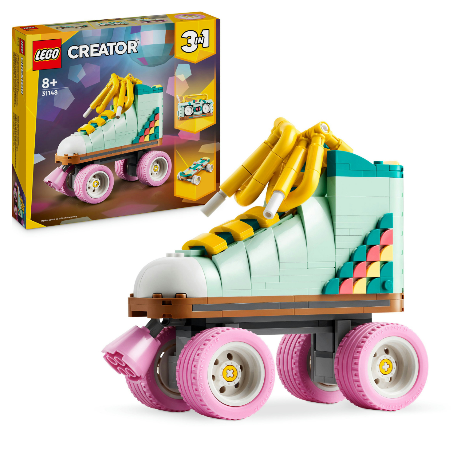 Lego Pink/Yellow Creator 3In1 Retro Roller Skate Toy Set 31148