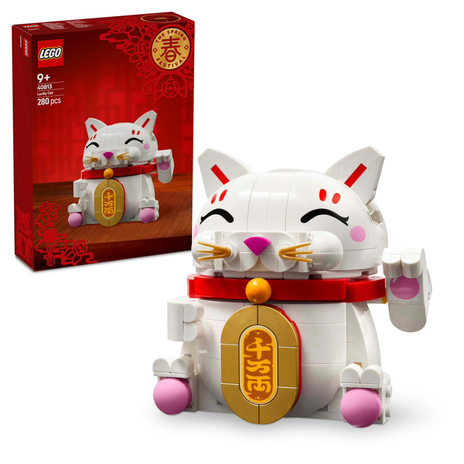 Lego Gold Lucky Cat Display Model Building Kit 40813