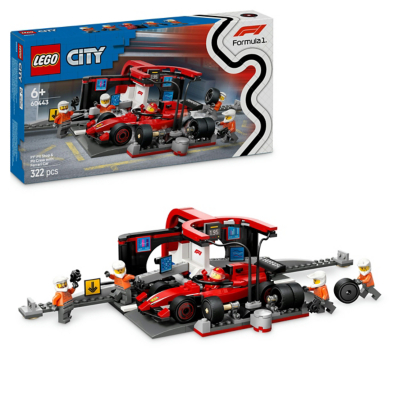 Lego City F1 Pit Stop & Pit Crew With Ferrari Car 60443
