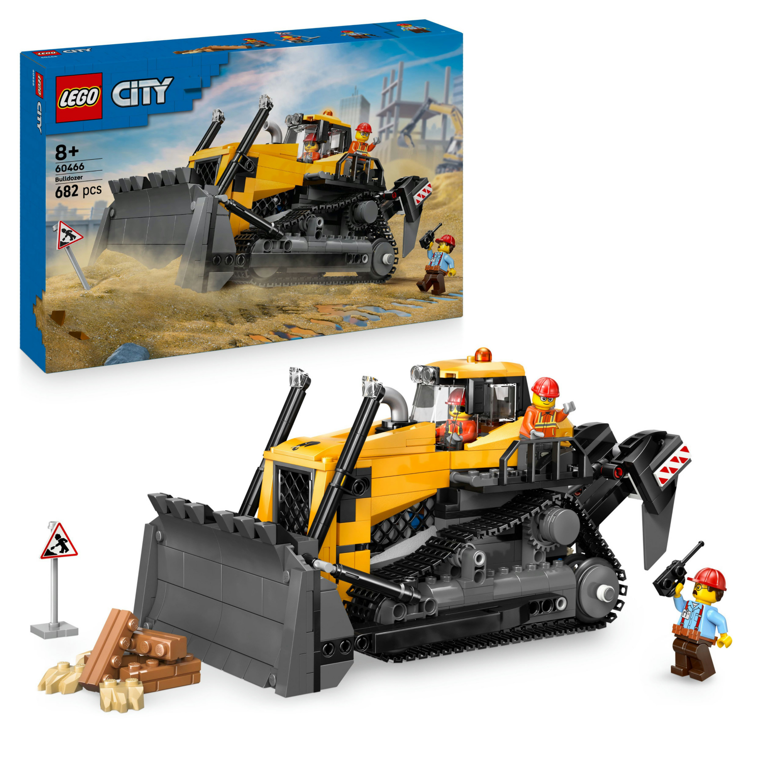 Lego Yellow City Bulldozer Construction Site Building Toy Playset 60466