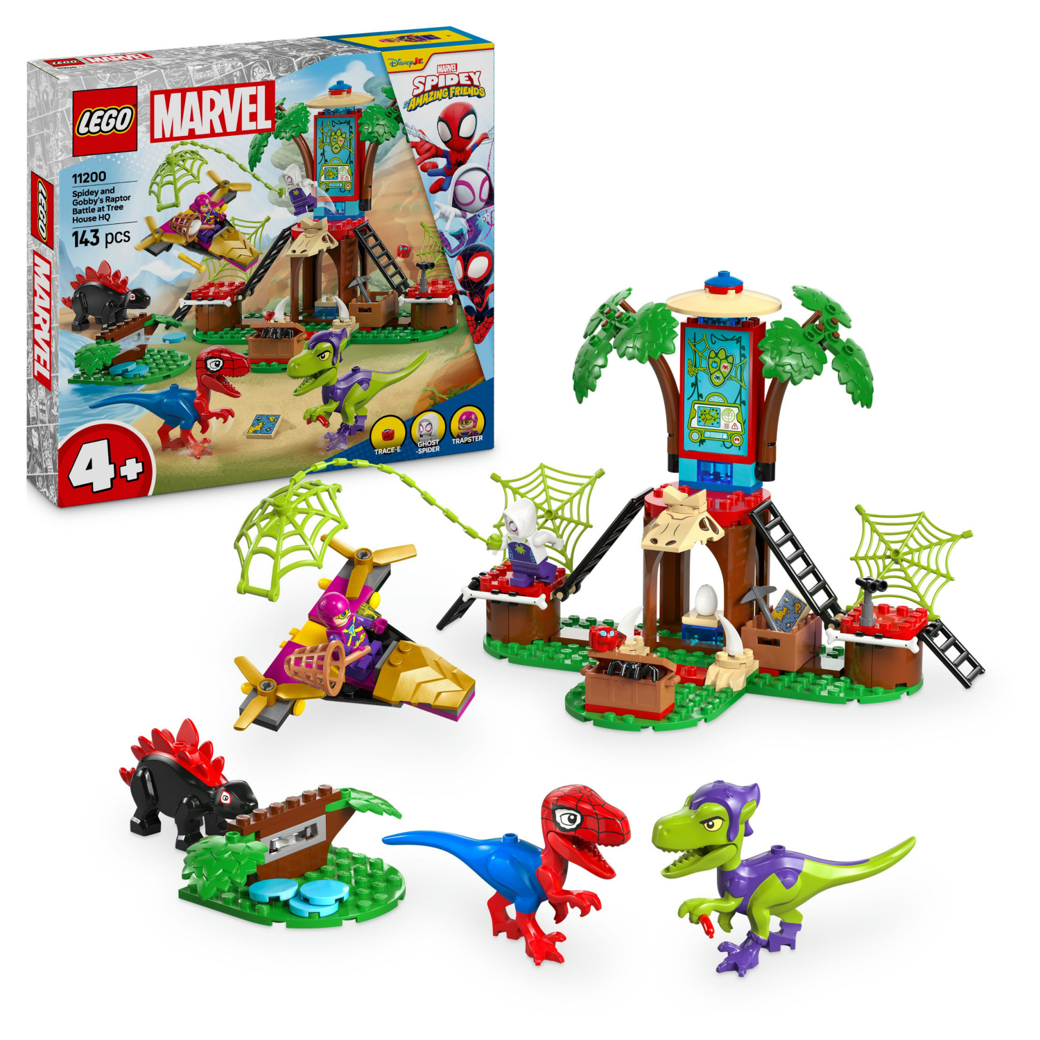 Lego Boys Red Marvel Spidey His Amazing Friends Spidey Gobbys Raptor Battle At Tree House Hq - Image 4