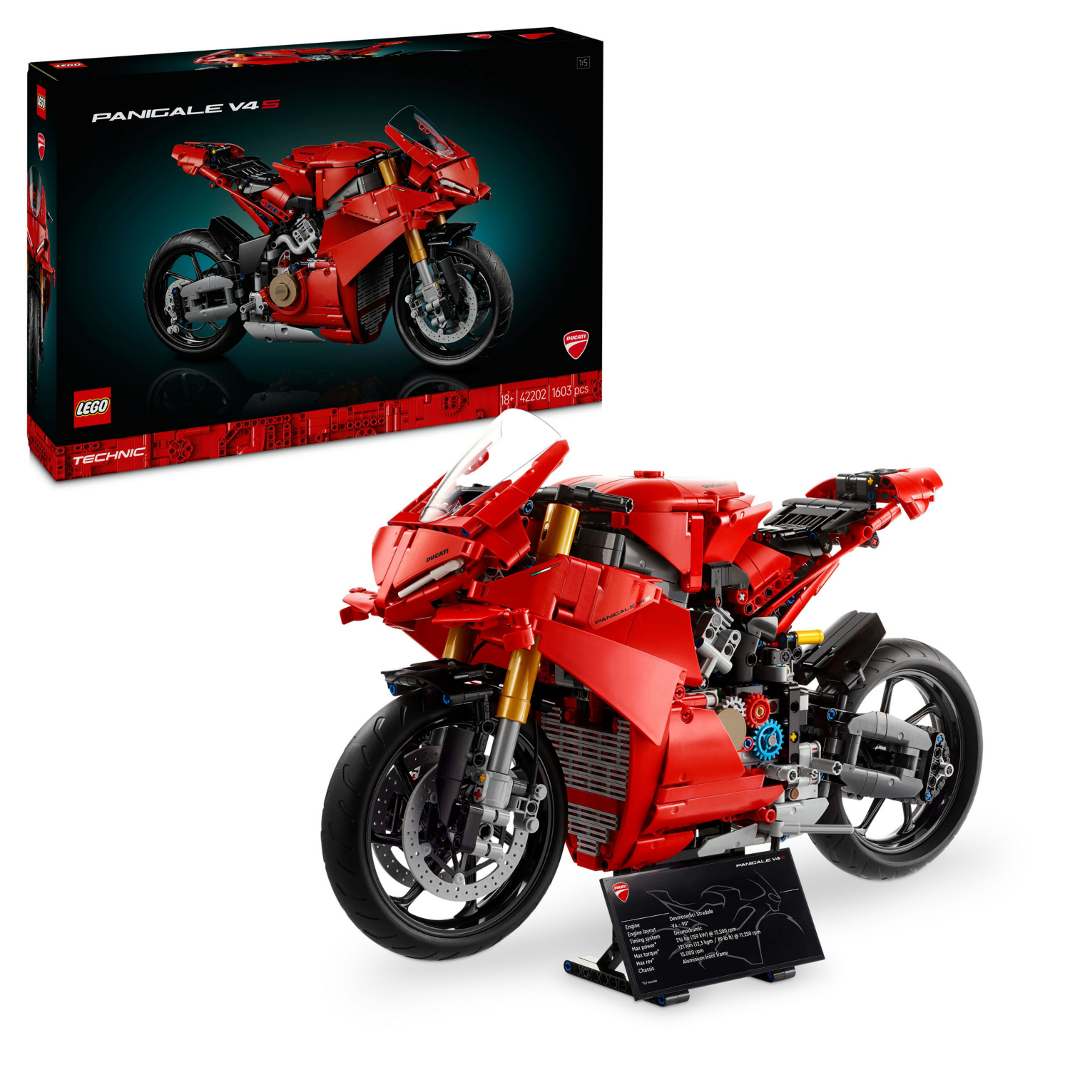 Lego Men's Red Technic 42202 Ducati Panigale V4 S Motorcycle - Image 9