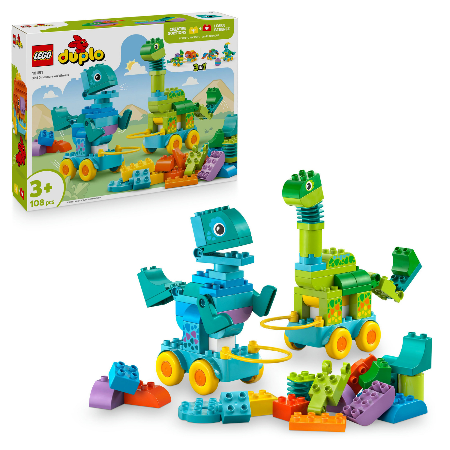 Lego Lego® Duplo® Town 3In1 Dinosaurs On Wheels Learn-Through-Play Toddler Toy 10451 Multi - Image 2