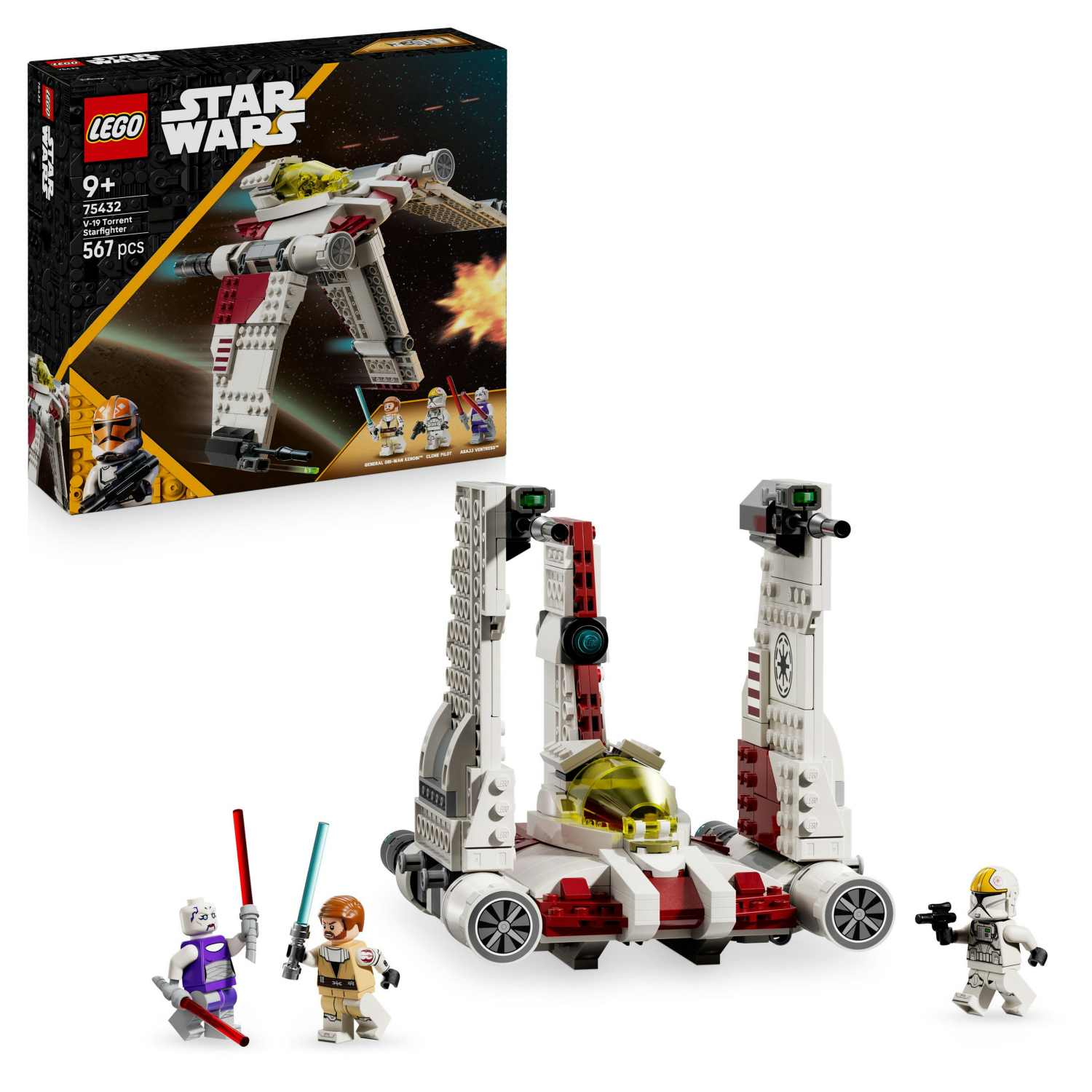 LEGO Star Wars 75432 V-19 Torrent Starfighter Building Toy - 3 Minifigures incl. Obi Wan Kenobi & Asajj Ventress with Lightsabers - Gift for 9+ Year Old Boys & The Clone Wars Fans - Image 12