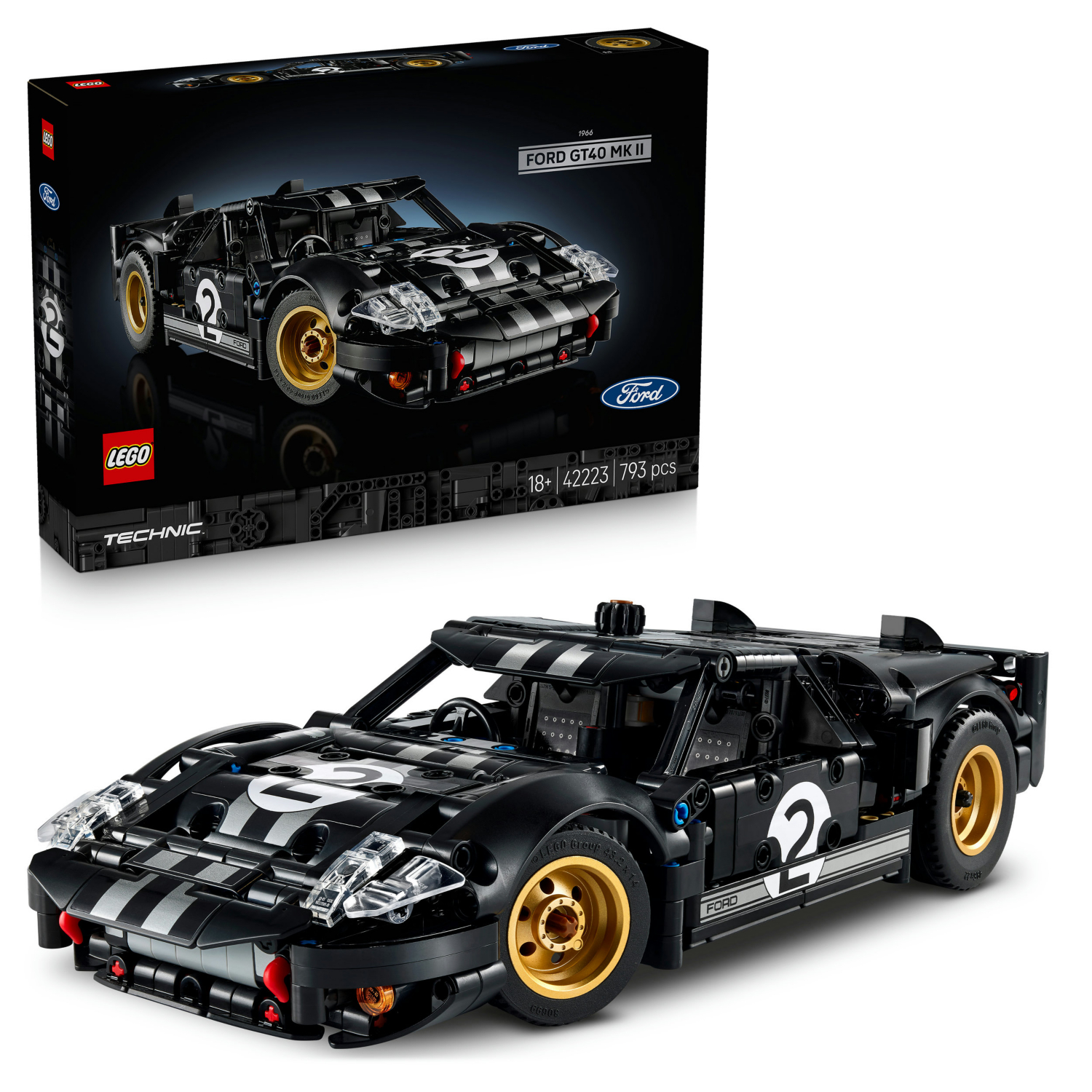 Lego Black/Silver Technic 42223 1966 Ford Gt40 Mkii Race Car - Image 15